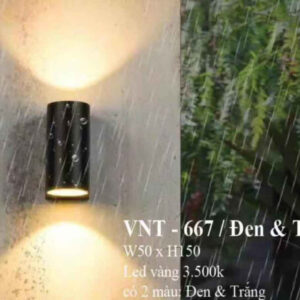 Đèn vách ngoài trời hình trụ VNT – 667/đen